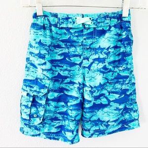 Academy Blue Shark Swim Trunks Swim Shorts Sz 6-7